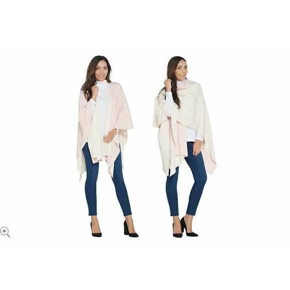 Martha Stewart Open Reversible Sweater Ruana Shell - Picture 1 of 6